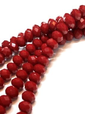 As Low As $2 Royal Red Opaque Faceted Rondelle Glass Beads 8mm (25)